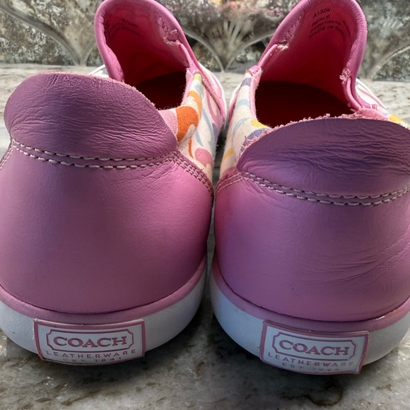 Coach signature monogram BEALE slip on canvas sneakers with Pink Trim 6.5 - Picture 4 of 8